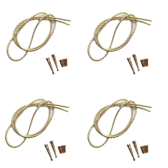 Blank Bolo Tie Kit Standard Slide Smooth Tip Goldtone Parts Gold Vinyl Pk/4