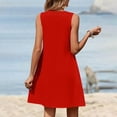 thumbnail image 6 of Women Summer Dresses 2026 V Neck Sleeveless Tank Dress Boho Tunic Dress Casual Loose Flowy A Line Dress Beach Vacation Sundresses Solid Color Womens Derss Red M, 6 of 7