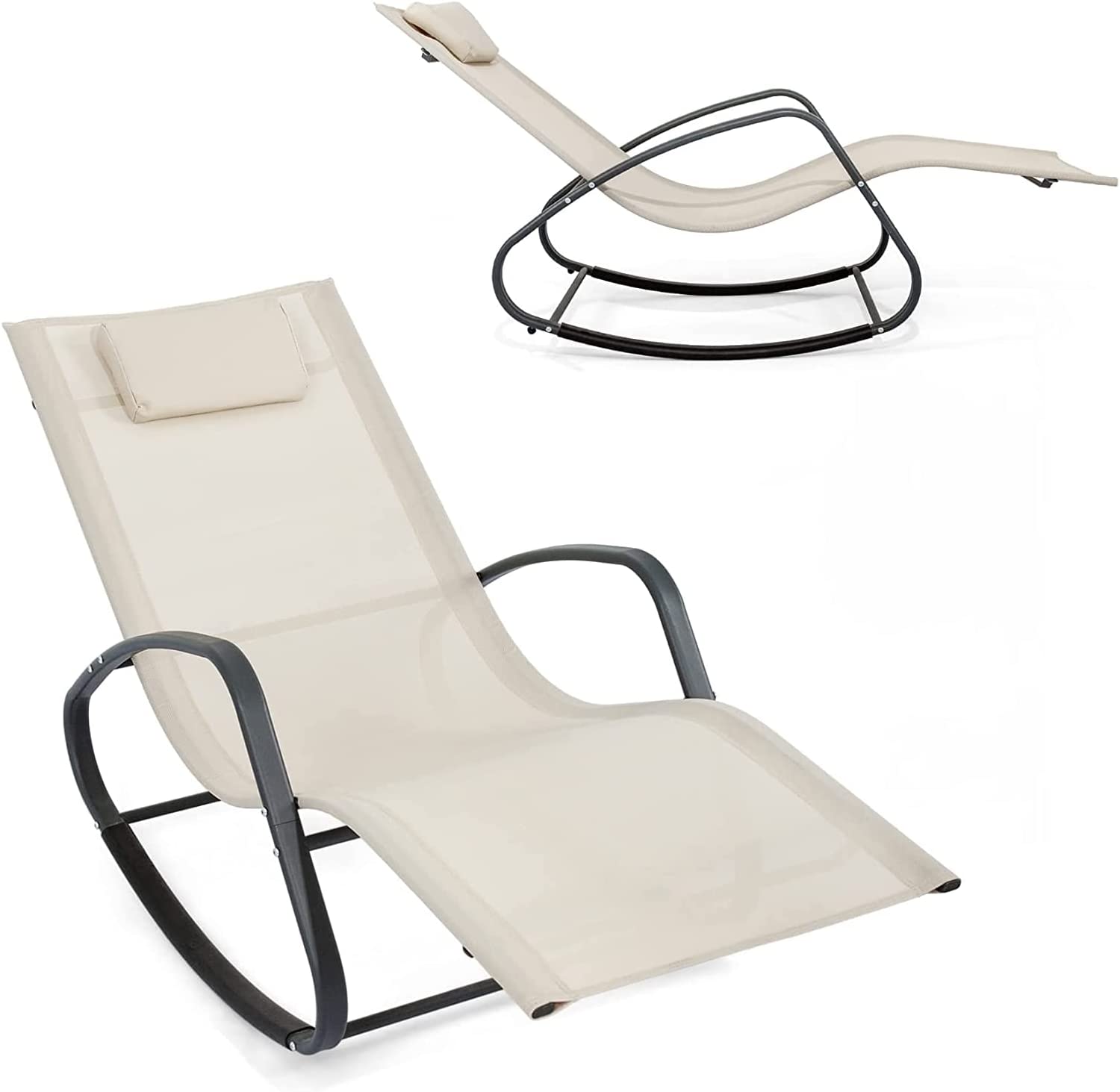 Zero Gravity Rocking Chair, Patio Chaise for Indoor and Outdoor, Wavy