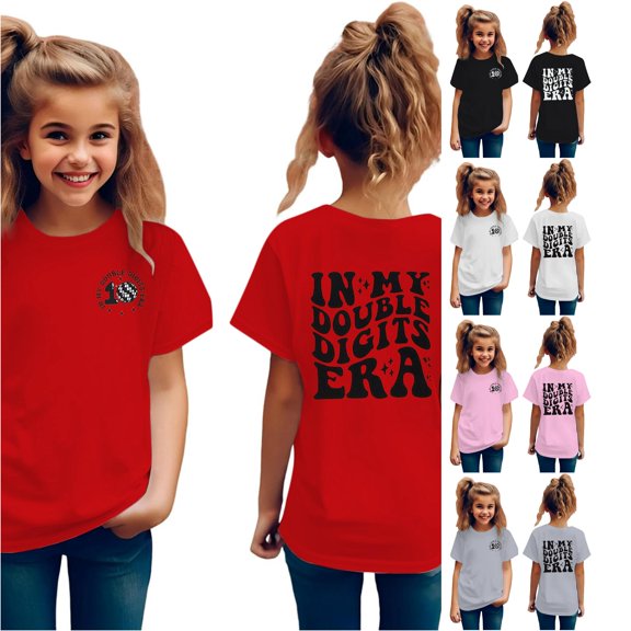 NinXxx Girls 10th Birthday Party Tee T Shirt Top Celebration Outfit Red 120