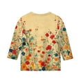 thumbnail image 3 of Xyxonk Cute Tops for Girls Fall 3/4 Sleeve Tops Crew Neck Flowy Going Out Shirt 2025 Floral Print Half Sleeve Clothes 13-14 Years, 3 of 4