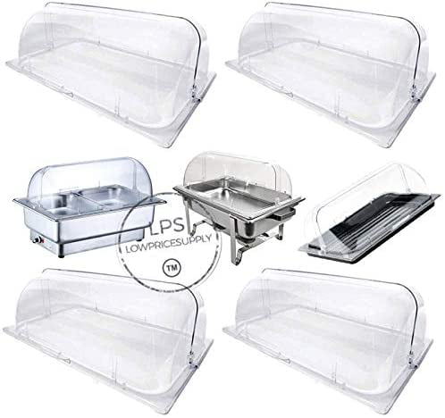 Vevor 6 Pack Chafing Dish Cover Clear Full Size Roll Top Bakery Pan Display Case 