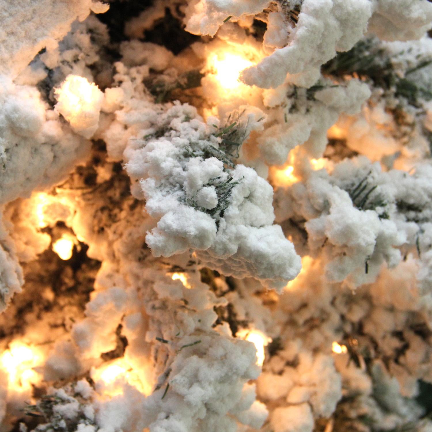 6.5' PreLit Heavily Flocked Pine Medium Artificial Christmas Tree