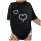 thumbnail image 5 of Moda mujer damas hombros caídos mangas sueltas manga corta Top pulóver Tops Pompotops  hfajkhk125979, 5 of 9