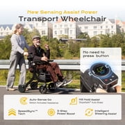 Sinceborn 4-in-1 Electric Rollator Walker with Seat, E-pushing Transport Wheelchair for Seniors, Lightweight Wheelchair Walker Combo,Foldable Design,Matte Black,Regular Style