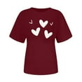 thumbnail image 2 of Nmnitkp Womens Tops Casual Crewneck Tee - Valentines Day Graphic Short Sleeve T-Shirt Wine,XL, 2 of 5