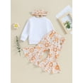 thumbnail image 3 of KelaJuan Big Sister Little Sister Matching Outfits Toddler Long Sleeve Romper/Sweatshirt with Flower Flare Pants and Headband, 3 of 6