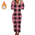 thumbnail image 5 of YOIAVAIOY Womens Winter Fleece Jumpsuits Fuzzy Sherpa Hooded One Piece Plaid Flannel Sleepwear Warm Winter Loungewear PurpleXXL, 5 of 8