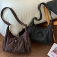 thumbnail image 3 of Korean Style Plaid Casual Shoulder Bag, Lightweight Checkered Crossbody Bag (Brown One Size), 3 of 4