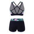 thumbnail image 3 of YONGHS Girls Rash Guard Swimwear Crisis Cross Tank Top with Shorts 2 Piece Gymnastics Sports Outfits Black Lily 8, 3 of 7