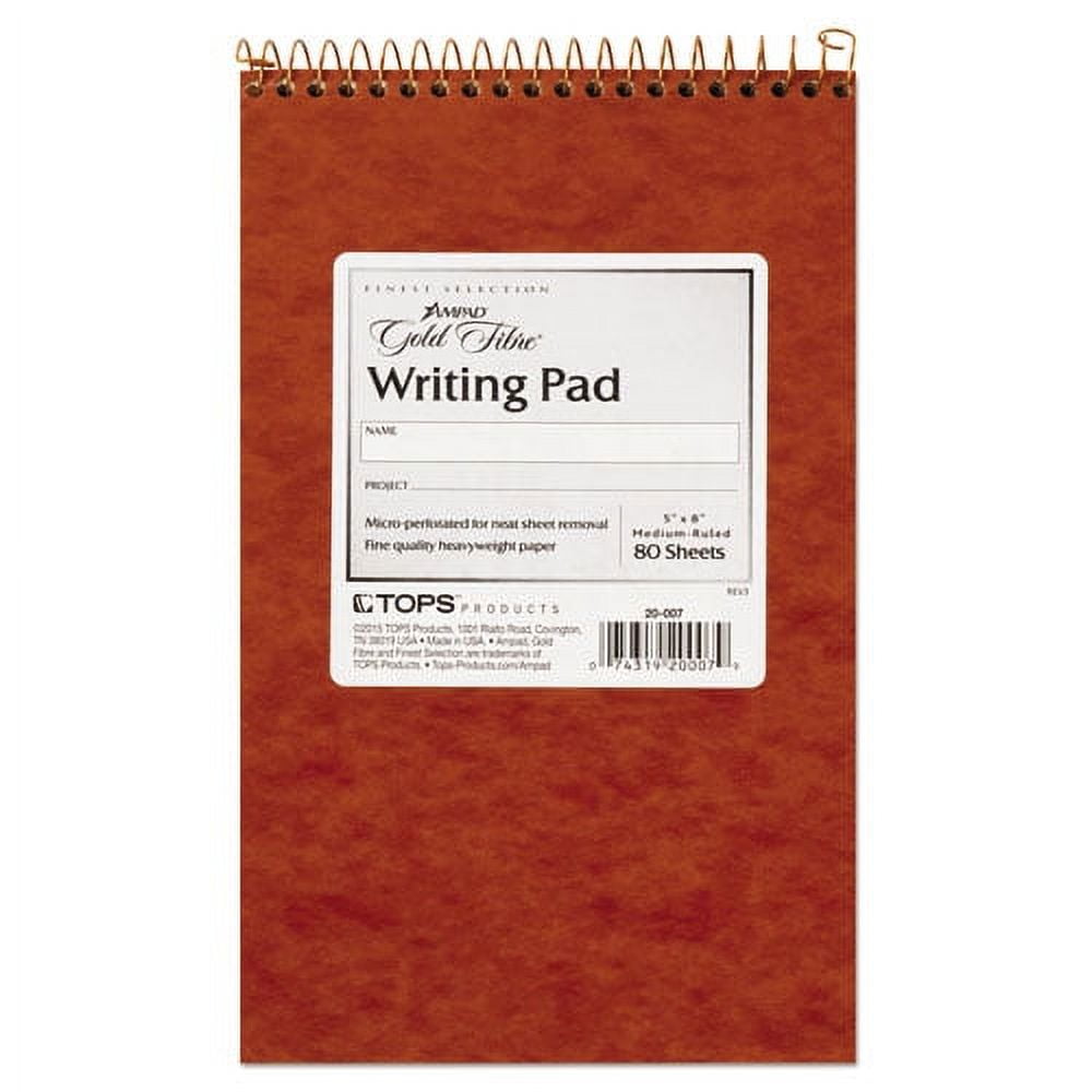 Gold Fibre Retro Wirebound Writing Pads, Medium/college Rule, Red Cover, 80 Antique Ivory 5 X 8 Sheets | Bundle of 2 Each