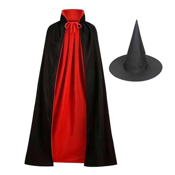 Vampire Cloak Costume - Adult Halloween Costume - Double-sided Standing Collar Cloak in Black and Red
