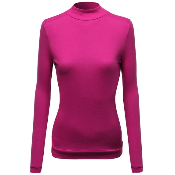 FashionOutfit Women's Mock Turtle neck Long sleeve Knit Top Sweater