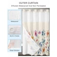 thumbnail image 2 of No Hook Shower Curtain with Snap in Liner Colorful Flowers Shower Curtain -Fabric Waterproof Inner Liner, Watercolor Floral Plants Retro Linen Shower Curtains Washable 72"x84", 2 of 9