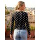 thumbnail image 5 of Blusas de mujer de otoño, manga larga, cuello redondo, estampado de lunares, estilo casual y corte ajustado, ideales para salir., 5 of 6