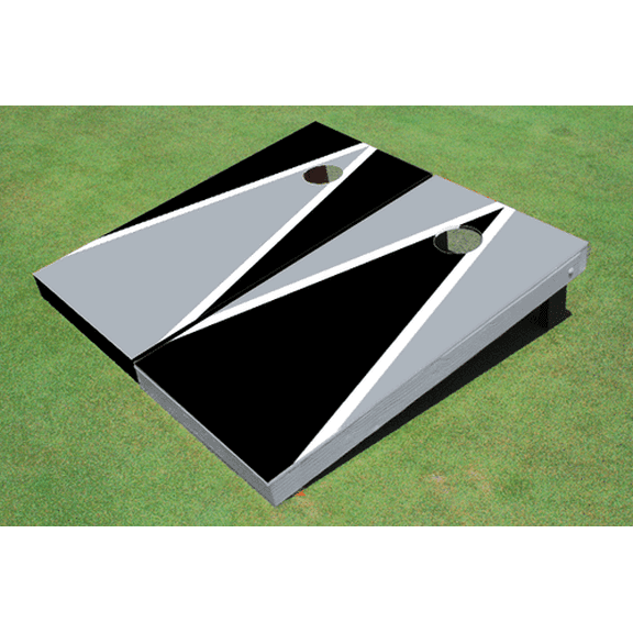 Black And Gray Alternating Triangle Custom Cornhole Board