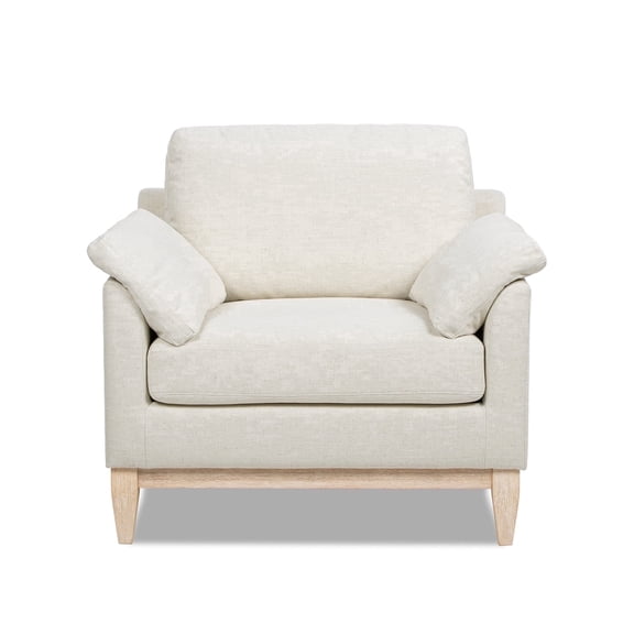 Jennifer Taylor Home Pasadena 36" Wide Modern Farmhouse Accent Arm Chair, Flax White Linen