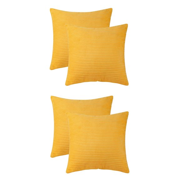 REGALWOVEN Pack of 2 Corduroy Throw Pillow Covers, Soft Decorative Square Cushion Covers for Sofa Yellow 16" x 16"