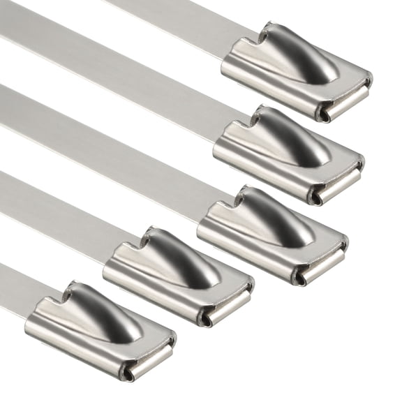 13.8 Inches Stainless Steel Exhaust Wrap Multi-Purpose Locking Cable Metal Zip Ties 20 pcs