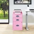 thumbnail image 2 of 3 Drawer Locking Metal File Cabinet w/ Top Shelf in Pink, 2 of 10