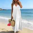 thumbnail image 2 of Amzcrzy Summer Dresses for Women 2026 Casual Loose Solid Color Maxi Dresses Fashion V Neck Sleeveless Womens Dresses Comfy Linen Pleated Vacation Sundresses with Pockets M, 2 of 7