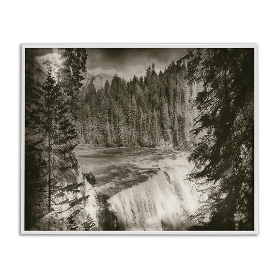 Stupell Industries Farmhouse Woodland Waterfall Photography White Framed Giclee Art, 14 x 11, by Nathan Larson