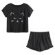 thumbnail image 5 of sweethay Conjunto de ropa de dormir informal para mujer, pijama de manga corta con dibujos animados, pantalones cortos conjuntos de ropa negro SG, 5 of 6