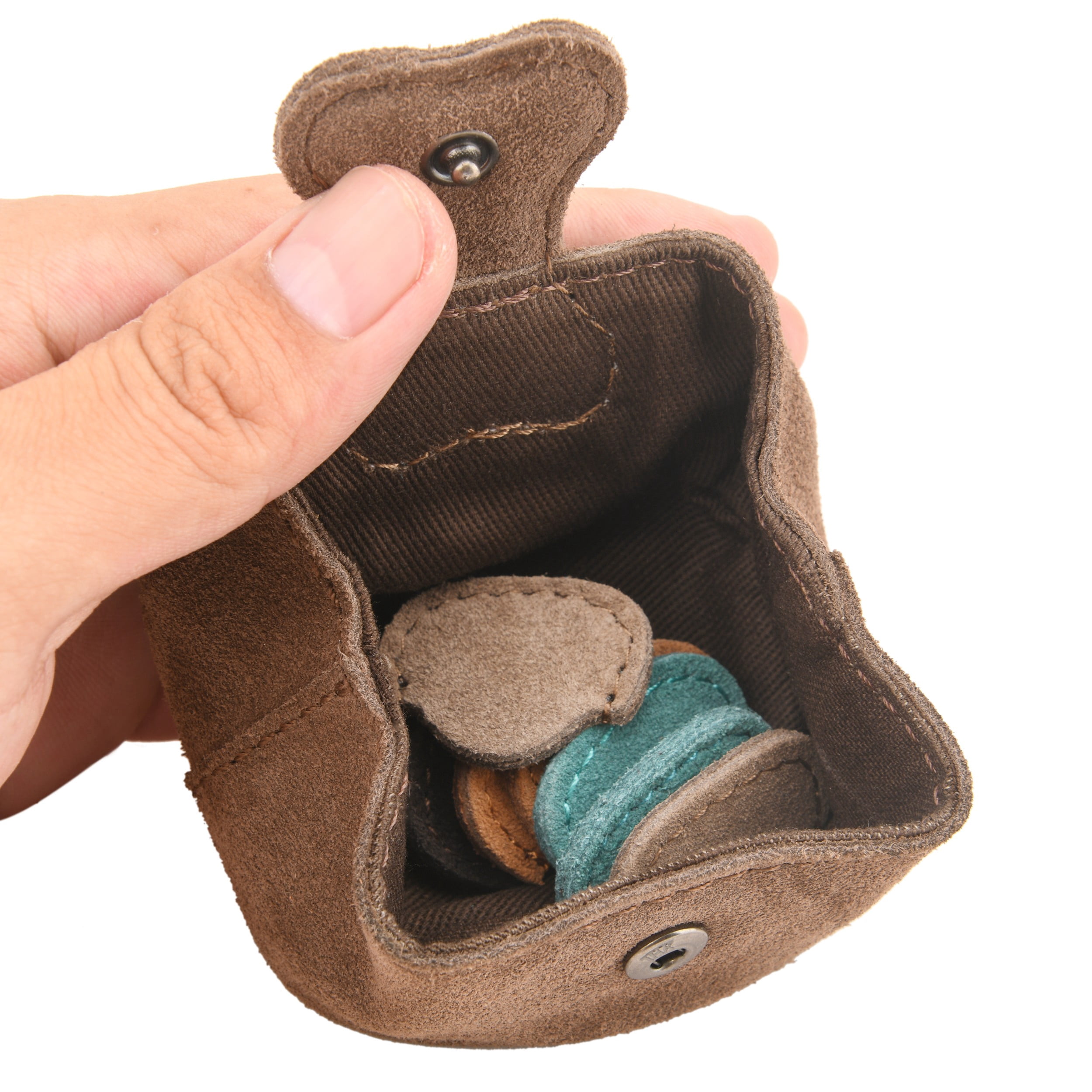 Leather Guitar Pick Holder Case Cowhide Leather Mini Coin Change Pocket Pouch