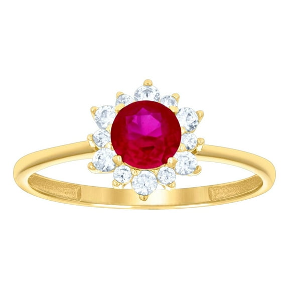 10k Yellow Gold Womens Pink White Cubic Zirconia Flower Fashion Ring 5.5x8.7mm Wide Ring for Women