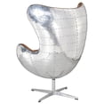 thumbnail image 3 of Crafters and Weavers Cruz Leather & Metal Spitfire Shell Egg Chair in Brown, 3 of 3