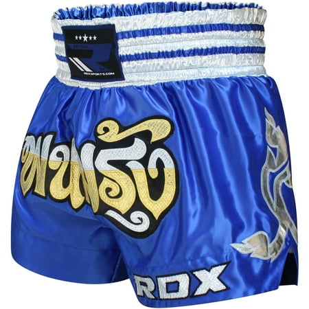 RDX R1 Muay Thai Shorts, Blue, Double Extra Large (Best Thai Boxing Shorts)