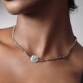 thumbnail image 5 of Gem Stone King 14K Gold Plated Swiss Blue Topaz and Moissanite Cuban Curb Link Chain Pendant Necklace for Women  (1.36 cttw, Cushion 6MM, 16 inch Chain + 2 inch Extender), 5 of 6