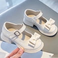 thumbnail image 2 of Girls Mary Jane Dress Shoes Glossy Patent PU Flats with Bow Chunky Platform Sole Non-Slip Outsole for Toddler & Little Kids & Big Kids White 36, 2 of 6