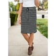 thumbnail image 2 of Wenseny Stripe Straight Skirt for Women Elastic Waist Fashion Casual Skirts Black 2XL, 2 of 6