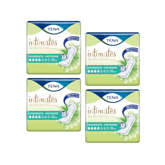 Tena Intimates Moderate Long Incontinence Pad for Women, 60 Count (Pack of 4)
