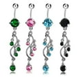 thumbnail image 5 of HOOUN Stylish Navel Belly Ring Rhinestone Button Bar Barbell Body Piercing Jewelry-#23 White Crystal Flower, 5 of 9
