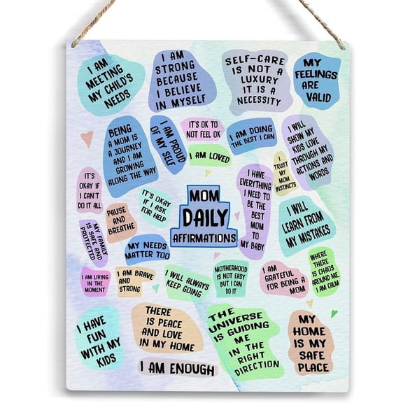 Mom Gifts Daily Affirmations Wood Sign 8x10 Inch for Mom Mother Encouragement Gifts for Women Christmas Day Gifts for Mom Birthday Mothers Day Gifts from Daughter Son