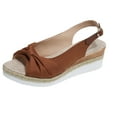 thumbnail image 2 of Viluyesy Womens Wedge Sandals, Bow Open Toe Wide Width Summer Slingback Dressy Shoes Brown, 2 of 7