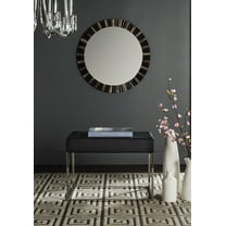 SAFAVIEH Roitfeld Modern Glam Upholstered Rectangular Ottoman, Black/Chrome