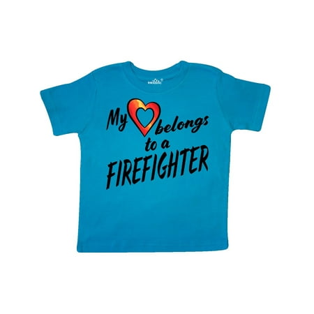 

Inktastic My Heart Belongs to a Firefighter with Red Heart Gift Toddler Boy or Toddler Girl T-Shirt