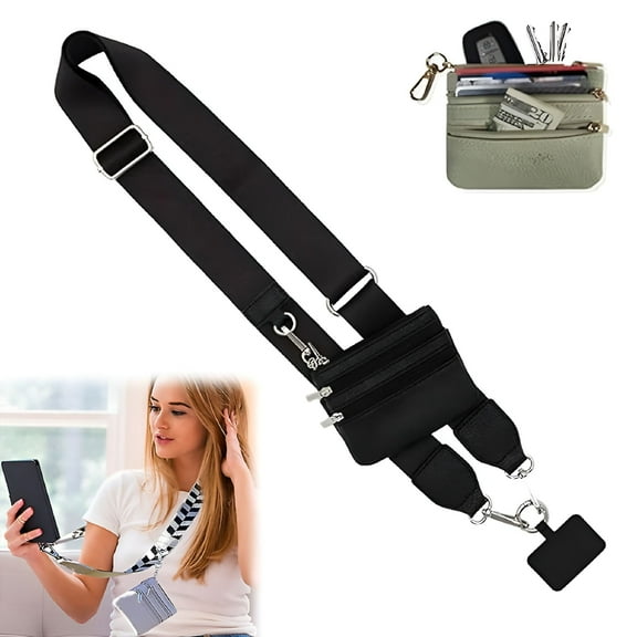 GASTROPOD Phone Strap With Zippered Pouch,Clip And Go Strap For Phone With Wallet Crossbody,Women Portable Phone Lanyard Crossbody