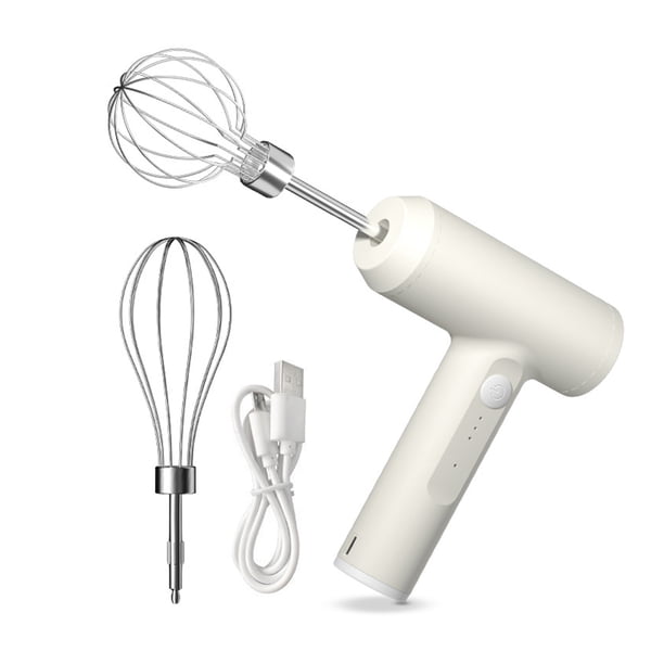 Injueey Batidor de huevos inalámbrico eléctrico de mano de 20W batidor de crema recargable por USB mezclador de 3 engranajes batidor de huevos de Herramientas y accesorios para hornear blanco Injueey HA007549-01B