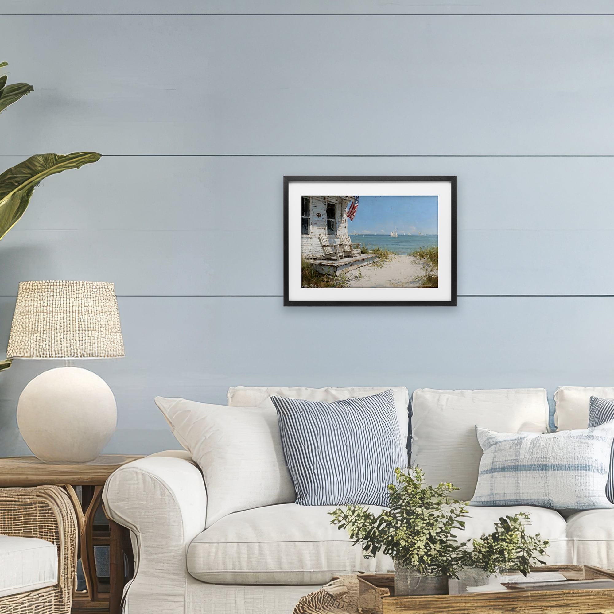 Stupell Industries By The Ocean Cottage Retreat Black Framed Print Under Glass, design by Petal Prints Design