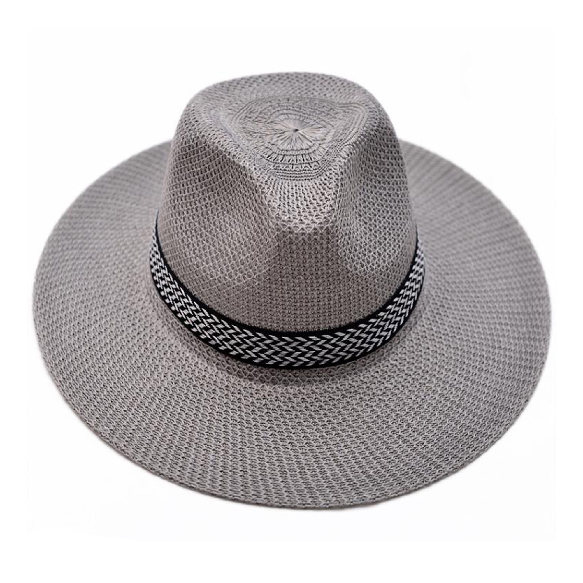 Gwiyeopda Mens Straw Panama Hats Sun Protection Summer Beach Straw Top ...