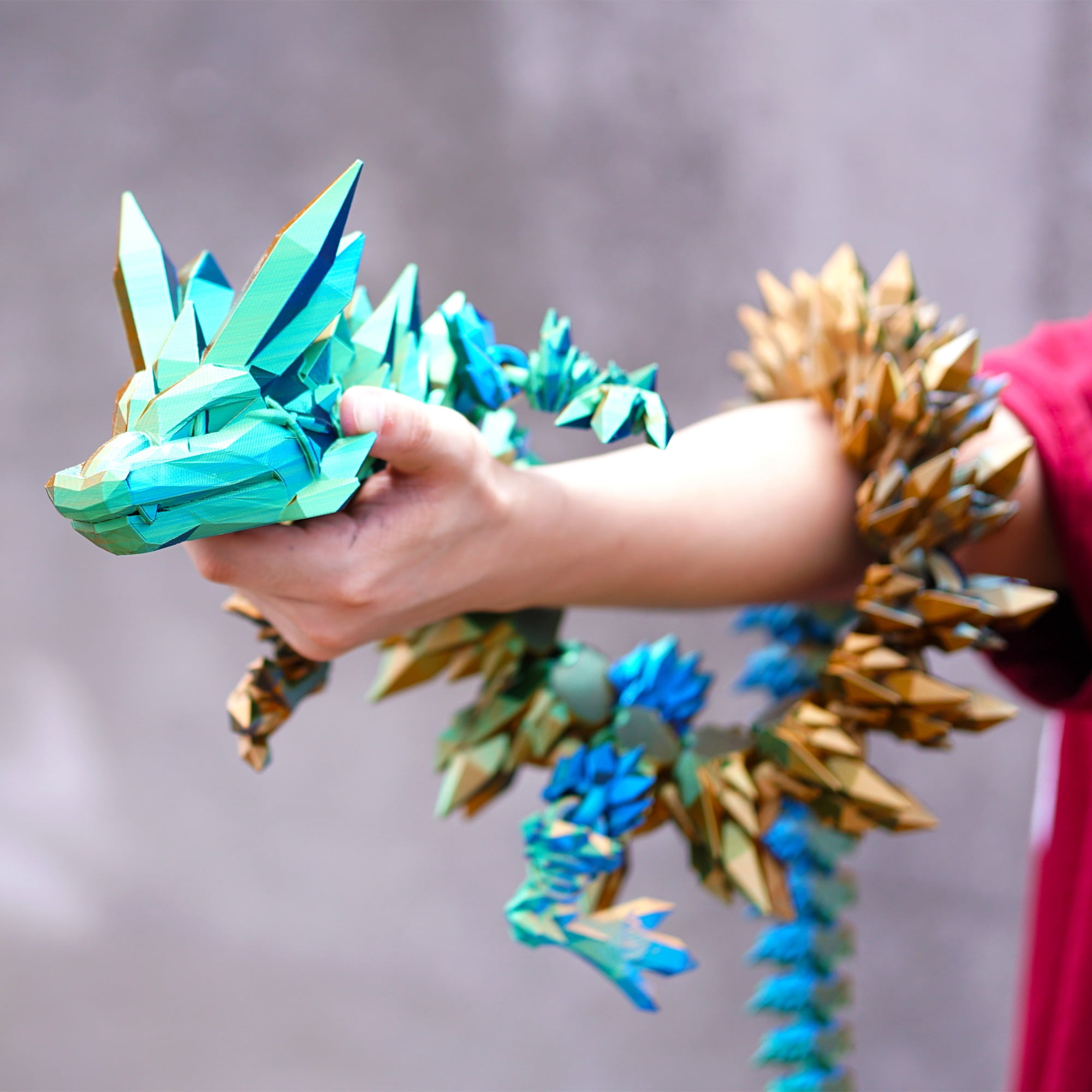 48.82inch 3D Printed Crystal Dragon,Flexible Joint Animal lacertid Figurines,Realistic Eyes, Home Office Decor,Fidget Toy for Adults Teens Boy Festival Gifts