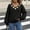 Black, variant on Womens V Neck Sweaters Diamond Cable Knit Pullover Tops 3D Floral Daisy Applique Long Sleeve Casual Fall Winter Loose Fit Cute Soft Knitwear