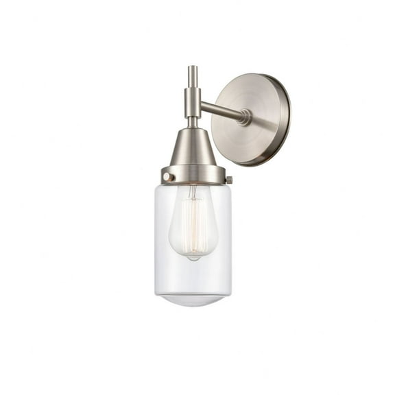 447-1W-SN-G312-Innovations Lighting-Dover - 1 Light Wall Sconce-11.75 Inches Tall and 4.5 Inches Wide-Satin Nickel Finish-Clear Glass Color