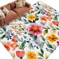 thumbnail image 2 of Retro Flower Area Rug 5x8 FT, Non Slip Bedroom Throw Carpet, Boho Country Floral Leaf Plant Watercolor Washable Soft Floor Carpet Non-Shedding Rug for Living Room Nursery Dorm Office, 2 of 9