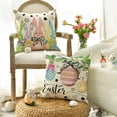 thumbnail image 3 of hofaaa Happy Easter Bunny Eggs Colorful Throw Pillow Cover, 18 x 18 Inch Happy Easter Stripes Cushion Case Decoration for Sofa Couch Set of 4, 3 of 6