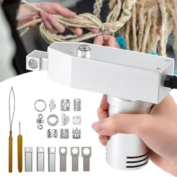 Portable Electric Dreadlock Crochet Machine, Automatic Dreadlocks Tool Kit with 290PCS Hair Decoration&6 Braiding Head(6-16mm),Handheld Dreadlocks Maker for Instant Dreadlocks